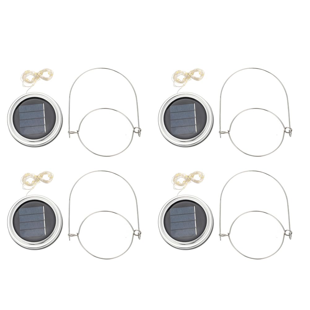 Angoily 4 Packs Jar String Lights Lid, Hanging Solar Fairy Lights Lids, Solar Powered Jar Lights for Holiday Party Room Wedding Indoor & Outdoor Decor