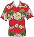 Alvish Hawaiian Shirt 10A Mens Cross Hibiscus Flower Print Beach Party Aloha Red XL