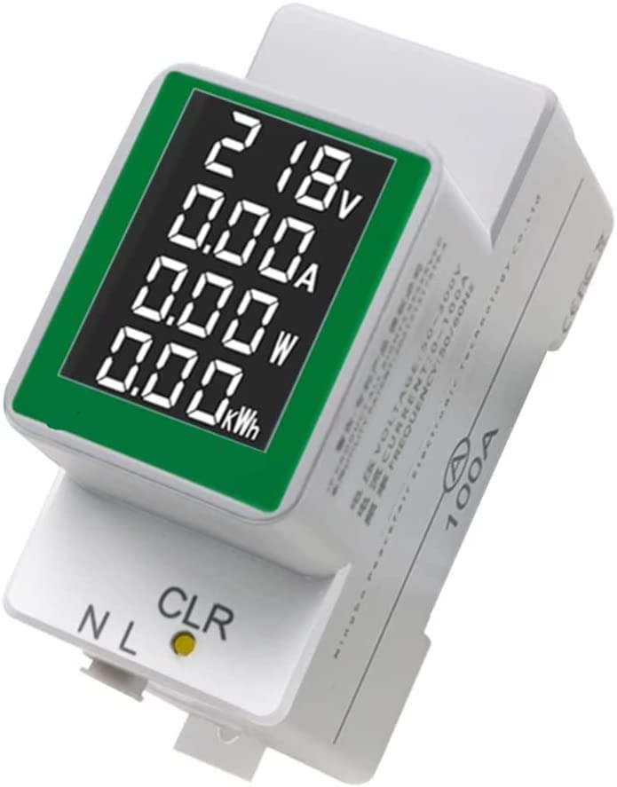 Fasizi PZEM-008 AC50-300V/100A LCD Screen Digital Display Multifunctional Guide Rail Table Voltage Tester Ammeter Voltmeter with Backlight