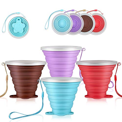 DGHH Collapsible Cups Travel Mugs Folding Camping Cups Lids Portable