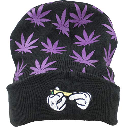 IZUSMarijuana Weed Cuff Beanie-Hat - Knit Winter Hat for Women Men