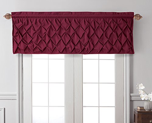 VCNY Home Carmen Tailored Valance, Window Treatment, 60" X 20", Burgundy - Thumbnail 2