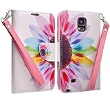 Note Edge Case, Samsung Note Edge Wallet Phone Case, Wrist Strap [Kickstand Feature] PU Leather Wallet Case with ID&Credit Card Slot For Galaxy Note Edge, Sun Flower