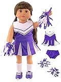 Purple and White Doll Cheerleader Cheerleading Outfit Uniform | Fits 18