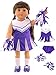 Purple and White Doll Cheerleader Cheerleading Outfit Uniform | Fits 18