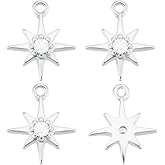 Beebeecraft 20Pcs North Star Charms 18K Gold & Platinum Plated Cubic Zirconia Small 10.5x8.5mm for DIY Jewelry Making