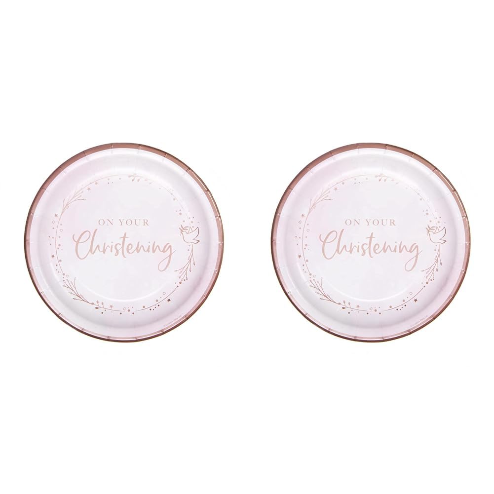 Pink On Your Christening Paper Dinner Plates (Pack of 2)