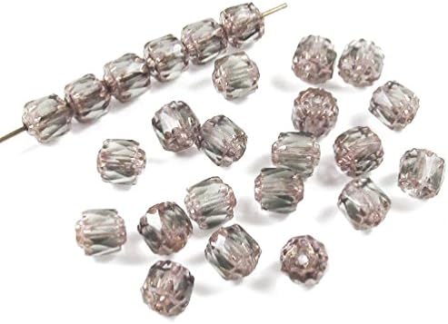 Faceted Czech Crown Cathedral Beads-LIGHT GRAY 6mm (25)