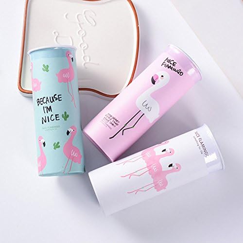 Infgreate Travel Storage Bag Gift 1Pc 40 Times 3 Layers Facial Tissues Flamingo Print Cylinder Box for Car Home