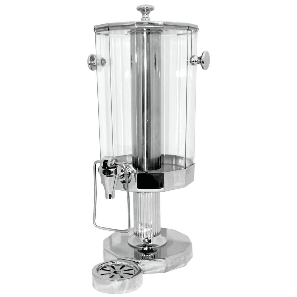 Service Ideas DDC6SSPS 1.5 Gallon / 6 Liter Hands Free Beverage Dispenser w/ Ice Tube and removeable drip tray, Stainless Steel, Polished
