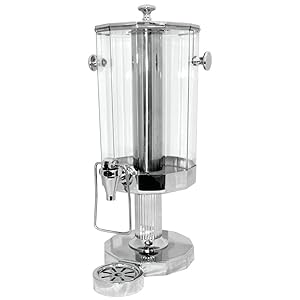 Service Ideas DDC6SSPS 1.5 Gallon / 6 Liter Hands Free Beverage Dispenser w/ Ice Tube and removeable drip tray, Stainless Steel, Polished