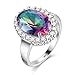 Jewelry Set, J.MOSUYA 925 Sterling Silver Plated Rainbow Mystic Topaz Ring Earring Necklace Set for Women