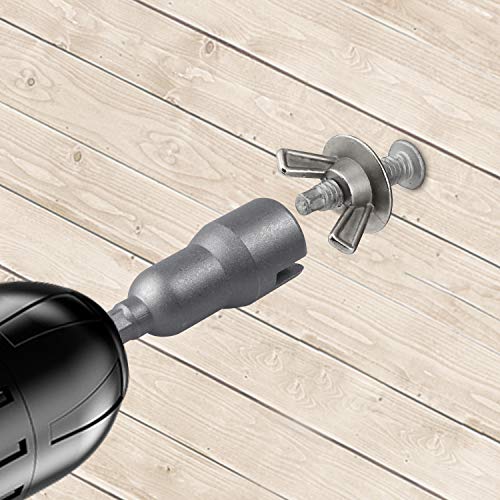 EXCELFU 3 Pack Power Wing Nut Driver Set,Slot Wing nuts Drill Bit Socket Wrenches Tools Set,1/4" Hex Shank Drills Bits for Panel Nuts Screws Eye C Hook Bolt - Thumbnail 5