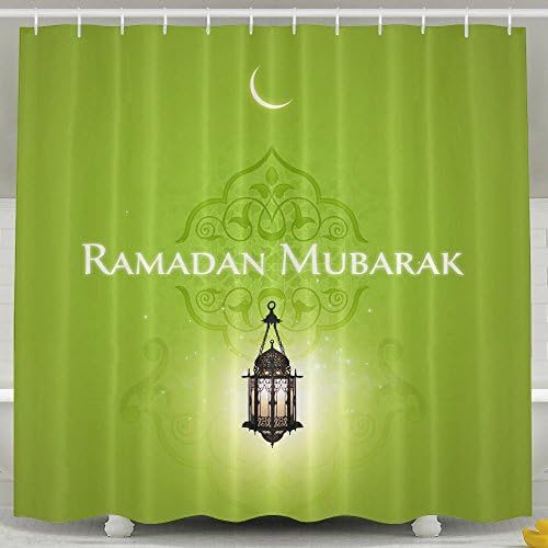 Shectan Shower Curtain Eid Mubarak Home Textile European Style Bathroom Decoration Decor Peculiar Design Hand Drawing Effect Fabric Shower Curtains