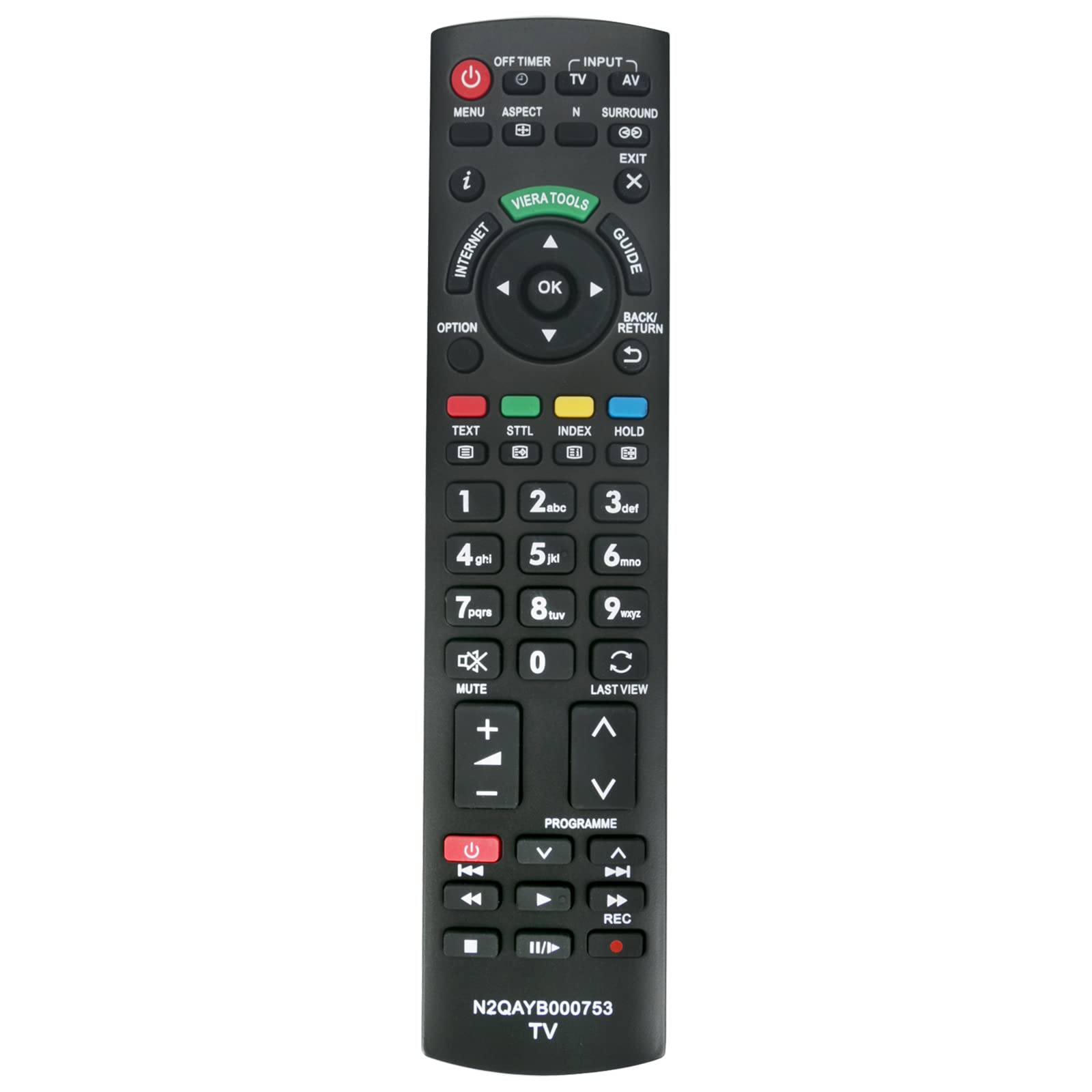 N2QAYB000753 VINABTY Replaced Remote Fit for Panasonic LCD TV TX-L32E5B TX-L37E5B TX-L42E5B TX-L47E5B TX-L32E5E TX-L37E5E TX-L42E5E TX-L47E5E TX-L32E5Y TX-L37E5Y TX-L42E5Y TX-L47E5Y