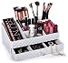 Cosmetic Storage Box Organizer - Compartments to Organize and Store Your Cosmetics Makeup and Accessories. Drawer with Padding to Protect Jewelry. Will Sit Neatly on Vanity or Bathroom Countertop.