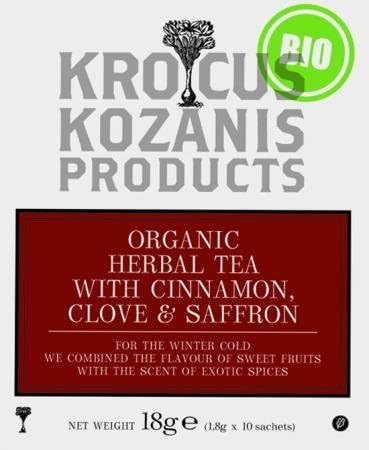 1 X Organic Herbal Tea with Cinnamon, Clove & Greek Red Saffron - 10 Teabags 18g by Mastihashop