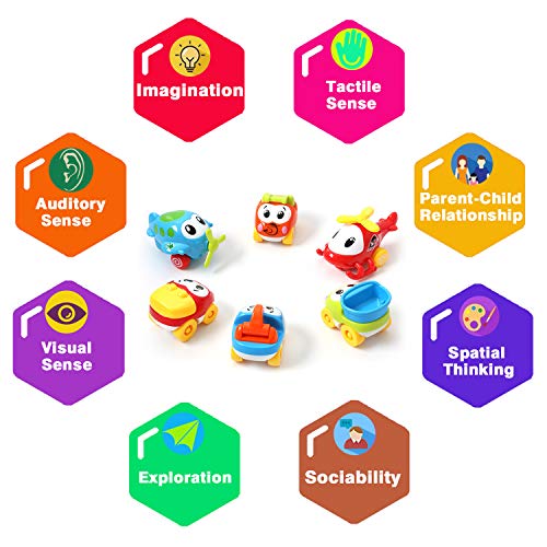 image for BeOne Toy Cars for Kids, 6pcs Pull Back Cars Push and GO Cars Toys for