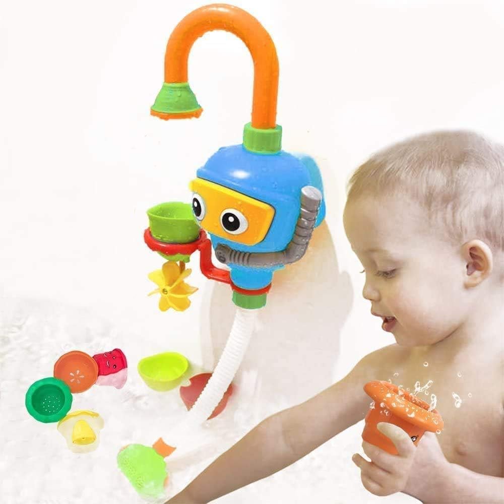 Happytime Baby Bathtub Toy Diver Game Water Toys 3 Stackable and Nesting Cups, Submarines and Spout (No Batteries Required and Color in Random)……