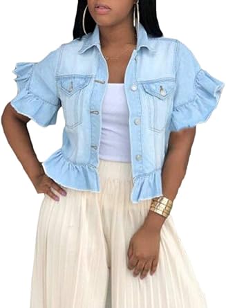 short sleeve denim jacket womens