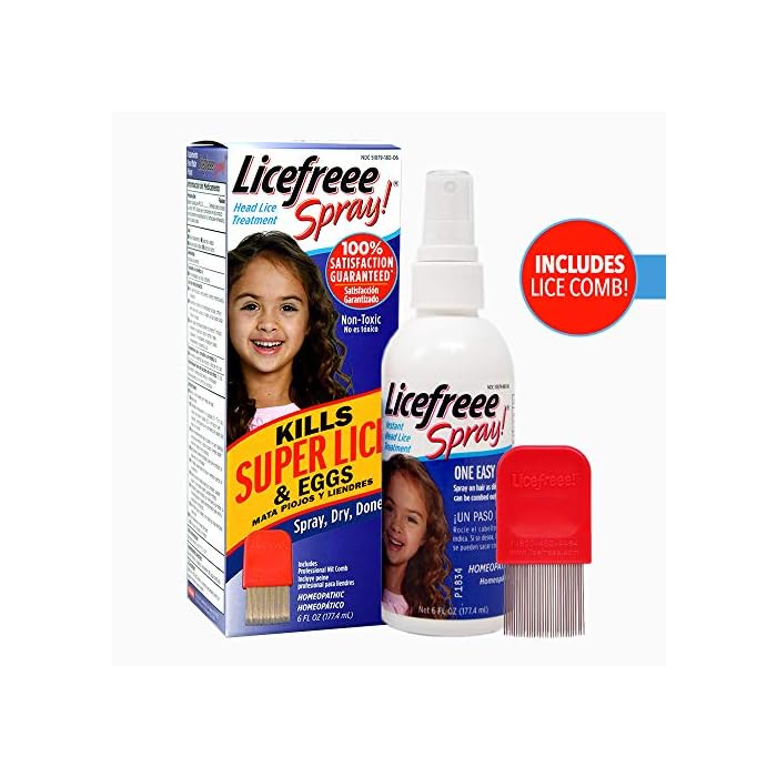 Licefreee Spray! Tec Labs, Head Lice Treatment for Kids and Adults, Includes Lice Comb, 6 Fl Oz