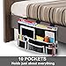 Fancii 10 Pocket Bedside Caddy - Hanging Storage Organizer for Books, Phones, Tablets, Accessory and TV Remote - Best for Headboards, Bed Rails, Dorm Rooms, Bunk Beds, Apartments, Bathrooms & Travel