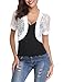 Abollria Women Short Sleeve Floral Lace Shrug Open Front Bolero Cardigan White