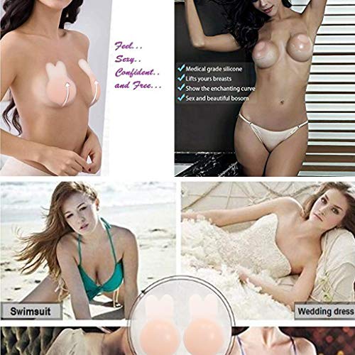 Rusilay Nipple Cover Sticker Magic Shape Tape Women Invisible Brassy Breast Bra,Waterproof Nipple Cover Reusable Breast Petal Nipple Pads,Invisible Chest Pad for Cleavage Wrinkle Prevention (B)