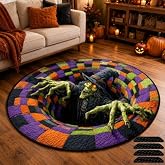 lunhaifi 3D Halloween Rug, Candy Corn Optical Illusion Round Mat, Indoor Decor (F,80cm/31.5in)
