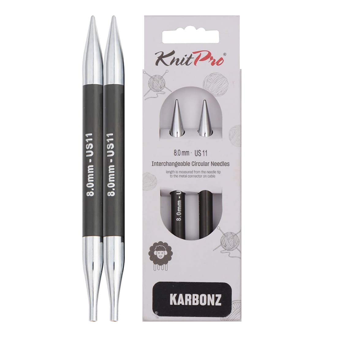 KnitPro Karbonz Interchangeable Circular Needles 5" (13cm) | 8.00mm