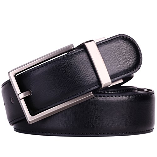 Beltox Fine Men's Dress Belt Leather Reversible 1.25" Wide Rotated Buckle Gift Box, Black/Brown, 40-44 in. (120cm)