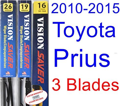 2010-2015 Toyota Prius Replacement Wiper Blade Set/Kit (Set of 3 Blades) (Saver Automotive Products-Vision Saver) (2011,2012,2013,2014)