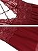 NINGMI Deep-V Lace Babydoll Lingerie Perspective Nightwear Sexy Chemises,Red,Medium