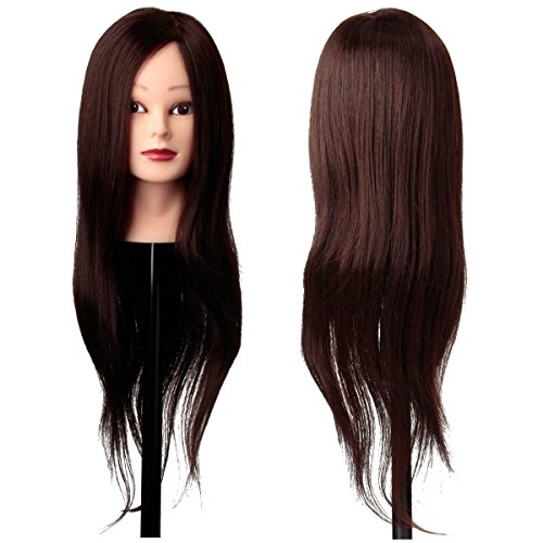 LuckyFine 30% Real Hair Blonde Training Hairdressing Cut Head Mannequin Human Hair + Clamp
