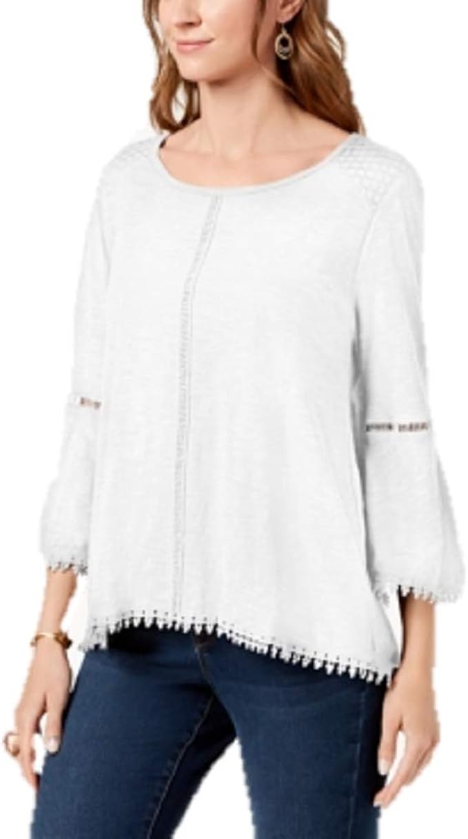 white lantern sleeve top