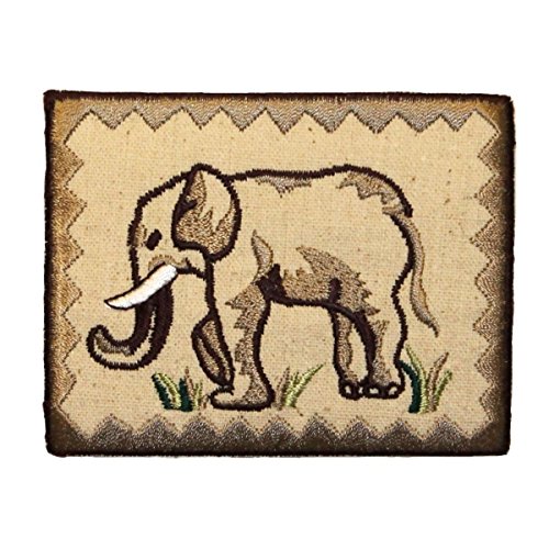 ID 0757 Elephant Portrait Patch Zoo Badge Scene Embroidered Iron On Applique