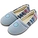 HomeIdeas Women's Velvet Memory Foam House Slippers, Closed Back Indoor / Outdoor Shoes with Colour Stripe,Blue,Medium / 7-8 B(M) US