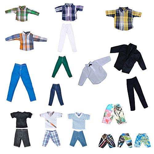 HUICAO 5 Pcs/LOT Casual Fashion Shirt Outfit Clothes with Trousers for Ken Doll