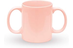 ANCIENT IMPEX Ceramic Dual Handle Mug for Secure Hold | BPA-FREE Double Handled Ceramic Mugs to Aid Tremors | 11.83 US Fl. Oz. (350 Ml) - Peach Color