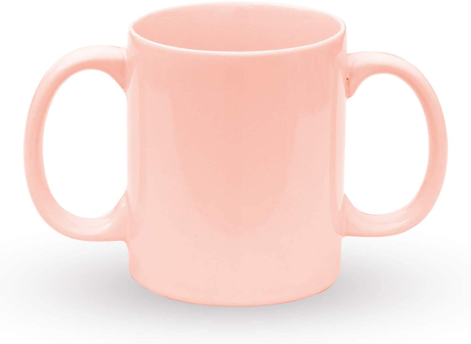ANCIENTIMPEX Ceramic Dual Handle Mug for Secure Hold | BPA-Free Double Handled Ceramic Mugs to Aid Tremors | 11.83 US Fl. Oz. (350 Ml) - Peach Color