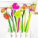 Plant flowers neutral ballpoint pen, Black Ink, Pack of 6, Random Color