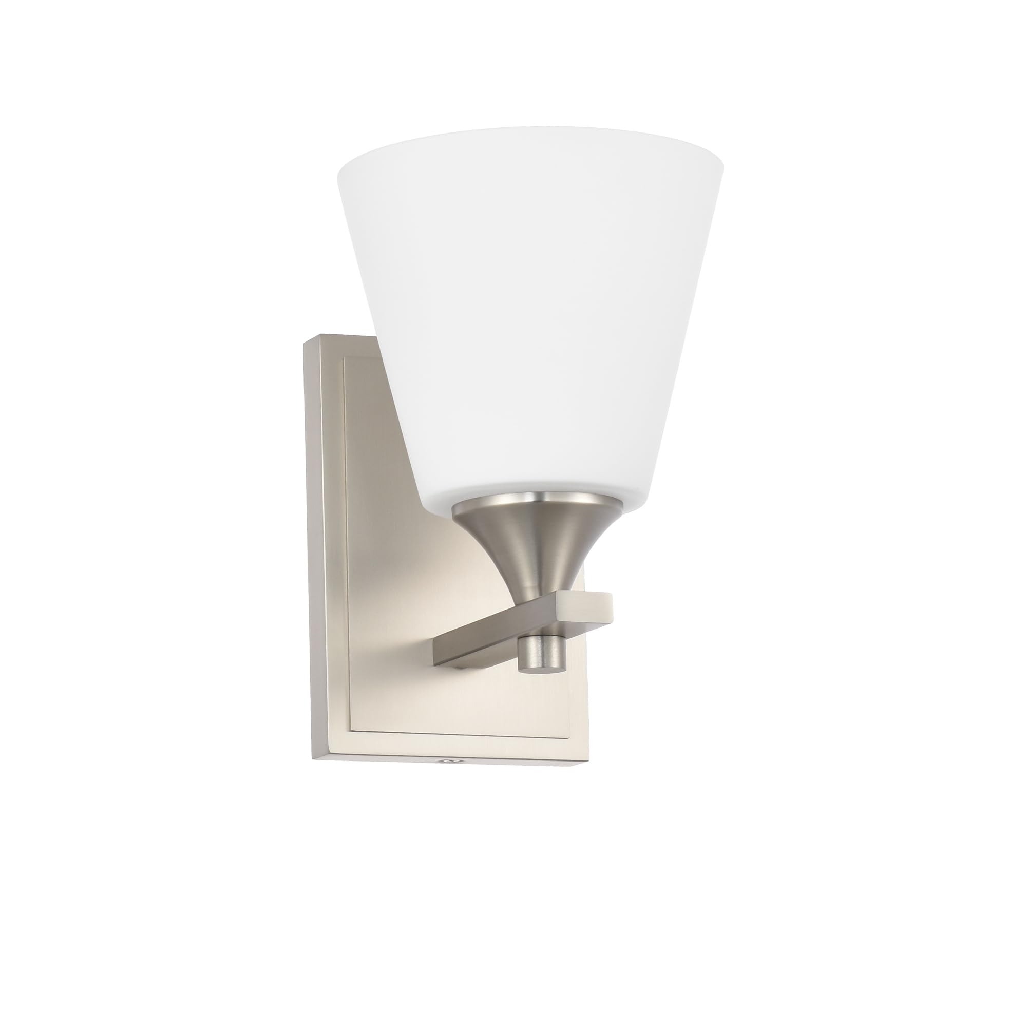 Photo 1 of Brushed Nickel Wall Sconce Light, American Sconces Wall Lighting, Traditional 1 Light Bathroom Vanity Lighting with Opal Glass Shade, Wall Light for Bedroom Bathroom Living Room Entryway Hallway