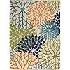 Nourison Aloha Indoor/Outdoor Floral Blue Multicolor 7'10" x 10'6" Area Rug (8'x11')