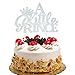 A Little Prince with Crown Cake Topper for Boy Baby Shower, Birthday, Wedding Party Decorations Silver Glitter