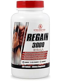 Gym Crafted Nutrition BCAA Amino Acids, 3000mg, 120 BCAA Tablets, Zero Calorie, BCAA For Women and For Men, Natural and Organic BCAA Pills, Train and Recover Post Workout