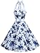 Dressystar Vintage Polka Dot Retro Cocktail Prom Dresses 50's 60's Rockabilly Bandage Blue White M