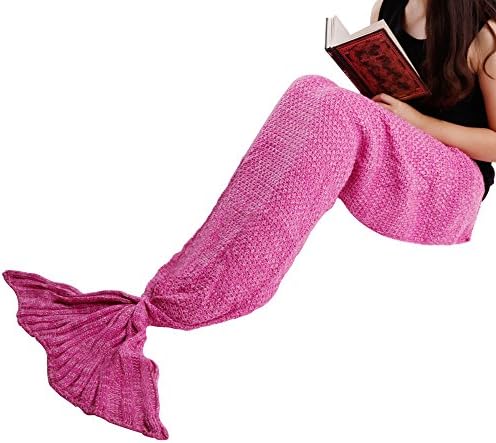 Revery Mermaid Tail Blanket Crochet and Mermaid Blanket for Child,Super Soft Sleeping Bags, 70cm140cm (Hot Pink)
