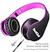 BestGot Wired Kids Headphones for Kids Boys Adult with Microphone in-line Volume Included Cloth Bag Foldable Headset with 3.5mm Plug Removable Cord (Black/Pink)