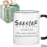 Puouoonyi Seester Definition Best Friend Friendship Mug Gifts for Women Her Bestie Sister, Funny Soul Sister Bestie Friendship Gift, Bestie Sisters Friends Birthday Christmas Coffee Mug 11 oz