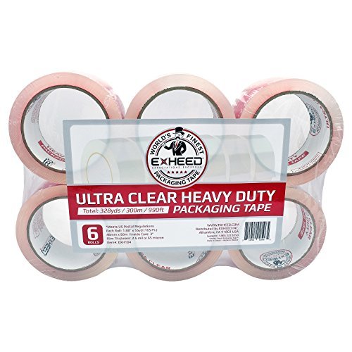 Tape King Crystal Clear Premium Packing Tape Refill 6 Rolls - Ultra Clear, Heavy Duty Packaging, Shipping, Sealing Cartons